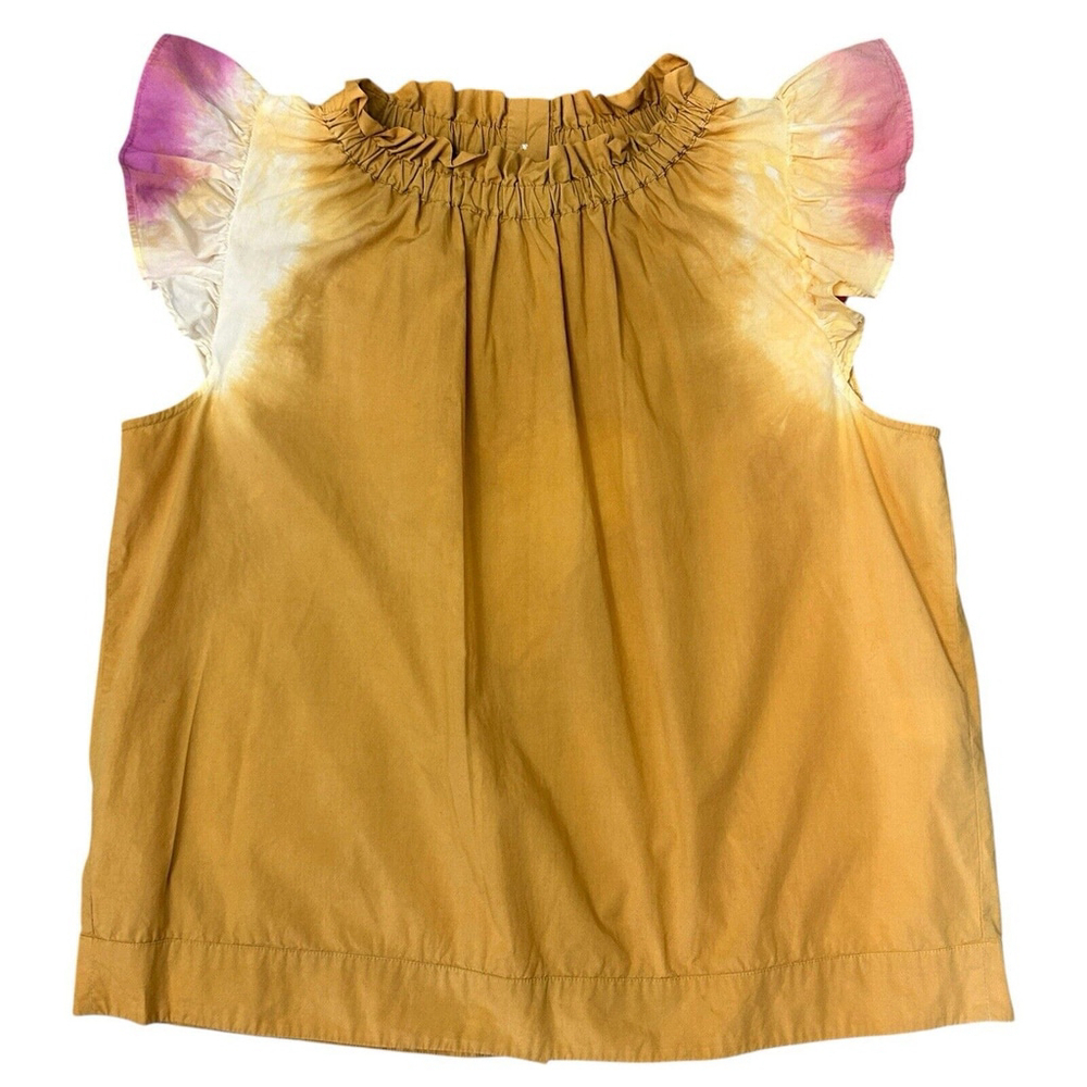 Sea New York Zelda Top Women’s Size 6 Colorful Dip Dye Flutter Sleeves Cotton
